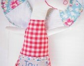Guardian Angel  JOY softie with vintage quilt wings - on sale