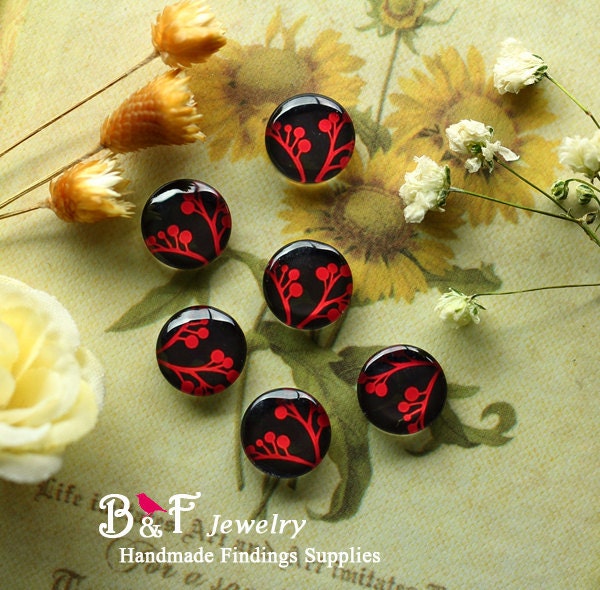 10pcs 12mm Handmade Photo Glass Dome Cabochons (Bud)  -- HBL017-05