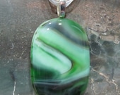 Fused Glass Pendant and ribbon necklace: Hidden In The Jungle