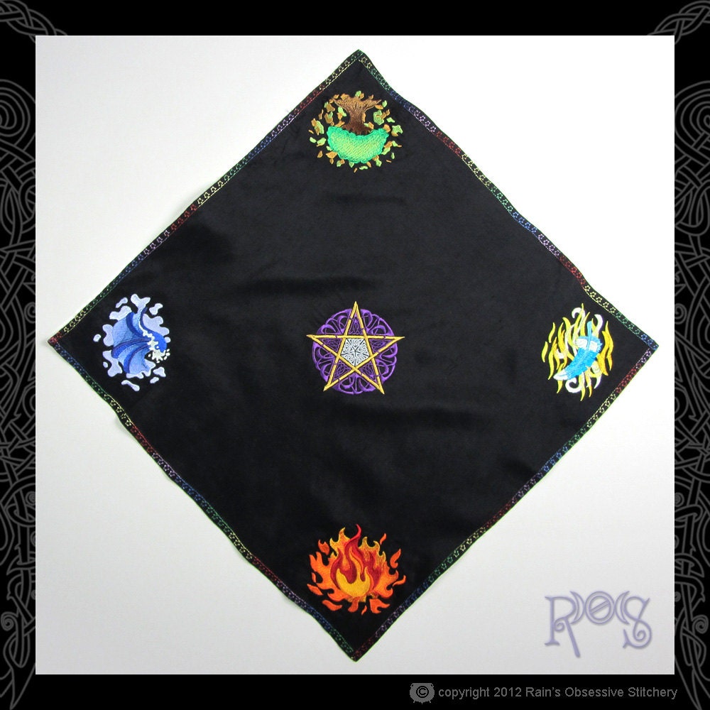 Embroidered Elemental Silk Altar Cloth