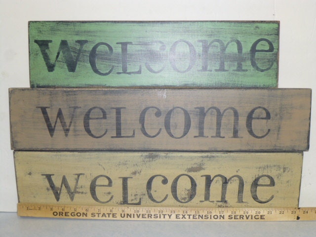 WELCOME SIGN SHABBY cottage chic  / choice of colors / custom colors available / home welcome sign