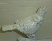 HALF PRICE SALE / shabby  cottage chic bird  / glittered birds with crowns /  spring bird decor / white or ivory bird on branch
