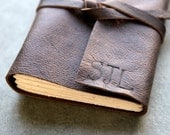 Initials - Chocolate Brown Leather Journal or Sketchbook