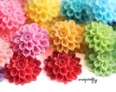 60pc dahlia flower flatback cabochons 16mm, perfect for gluing to hairpins and rings