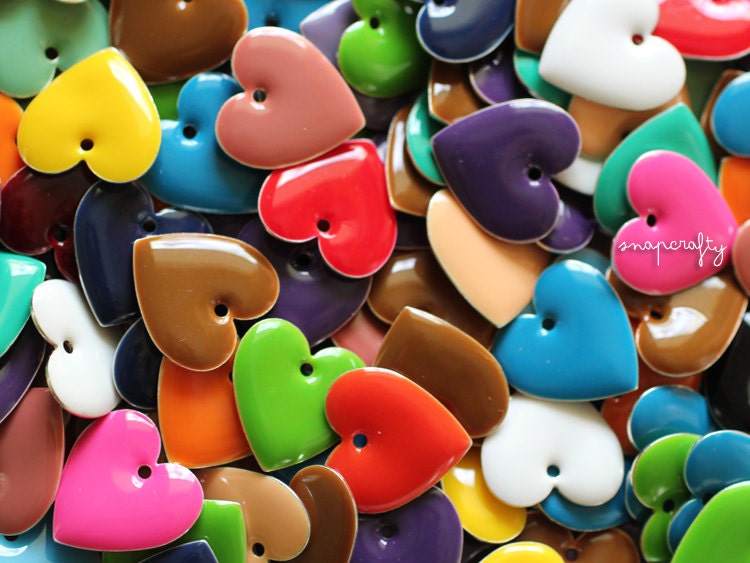 12pc enameled heart charms in a mix of colors