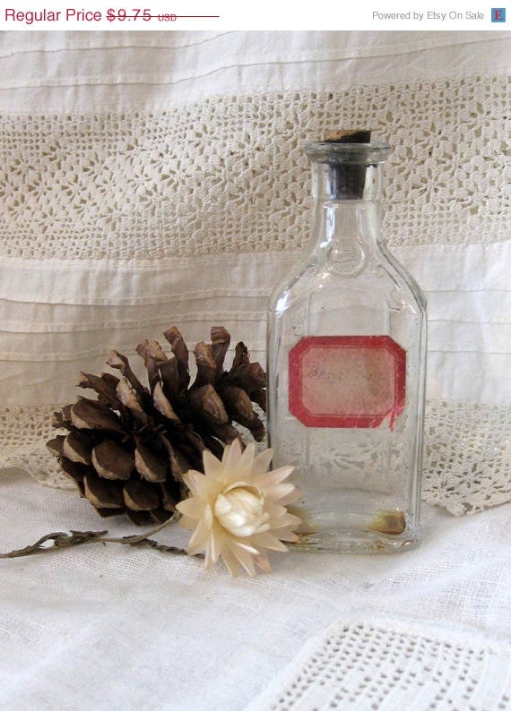 Reserved for Cheryl - Pickers Sale. Vintage Medicine, Pharmacy Bottle with Dennison Label and Cork