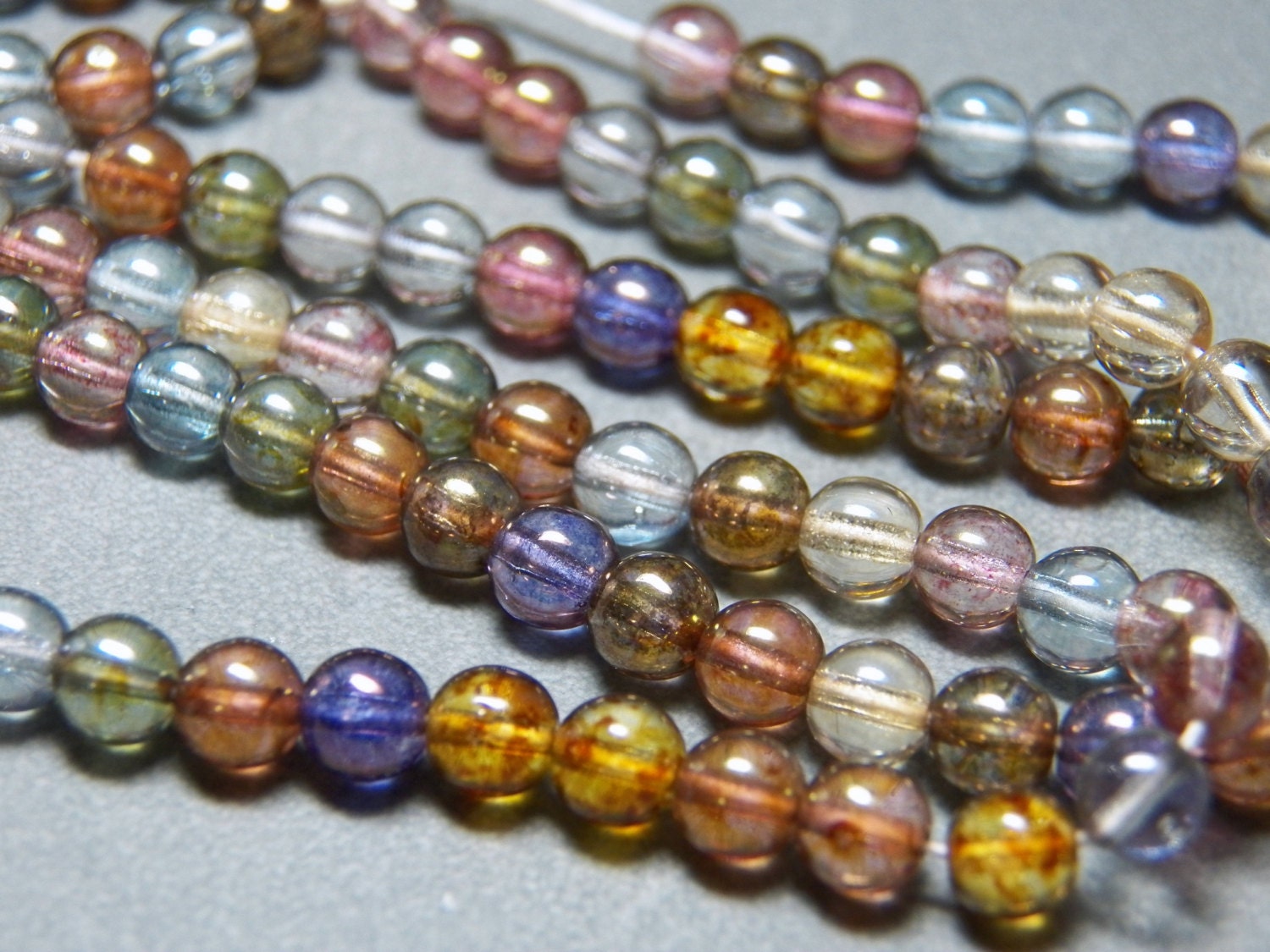 Vintage Lumi Mix 6mm Smooth Round Glass Beads (50)
