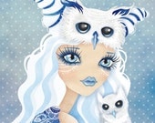 Owl Duchess 8 x 10 inches Digital Illustration Art Print by Sandra Vargas
