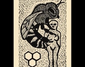 Bee woodcut limited edition Arcanum Bestiarum bestiary print