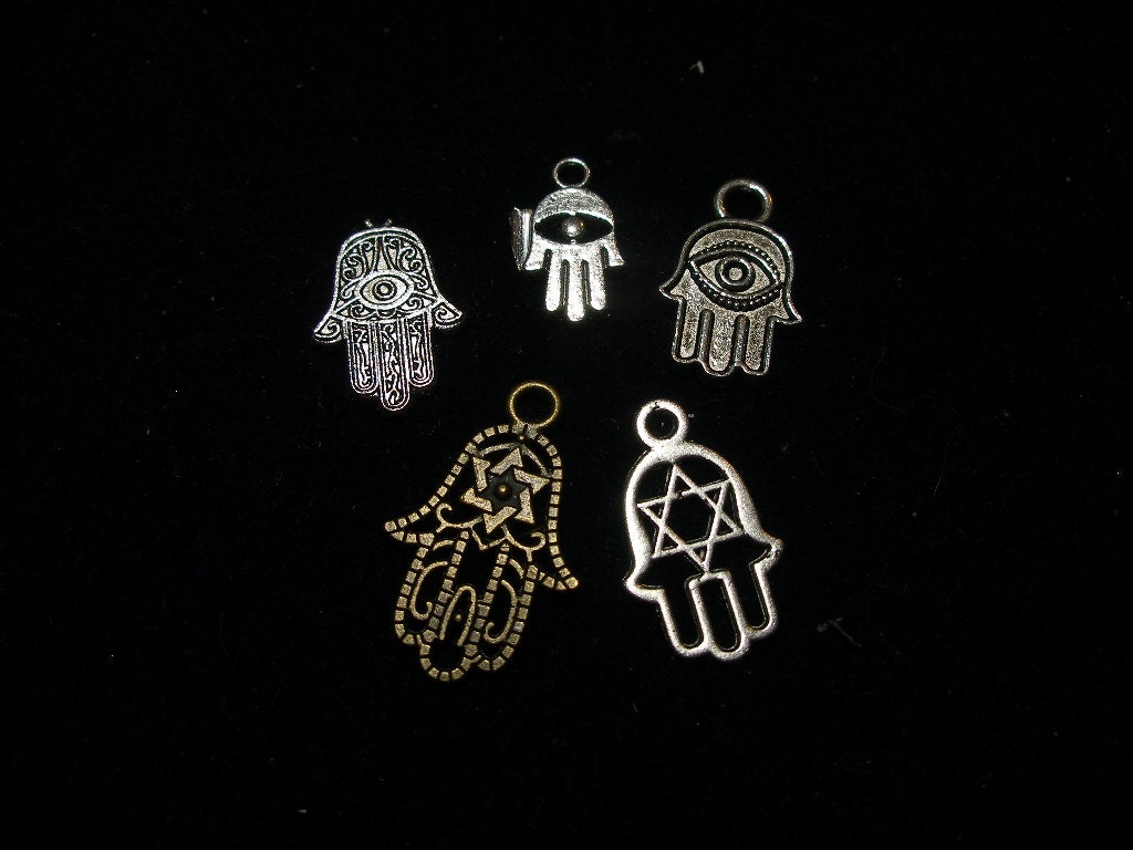 Judaica Small charms - hamsa, chai, mogen David  (20) silver, bronze - choose your assortment   TeamESST, JudaicaonEtsy, OlympiaEtsy, WWWG
