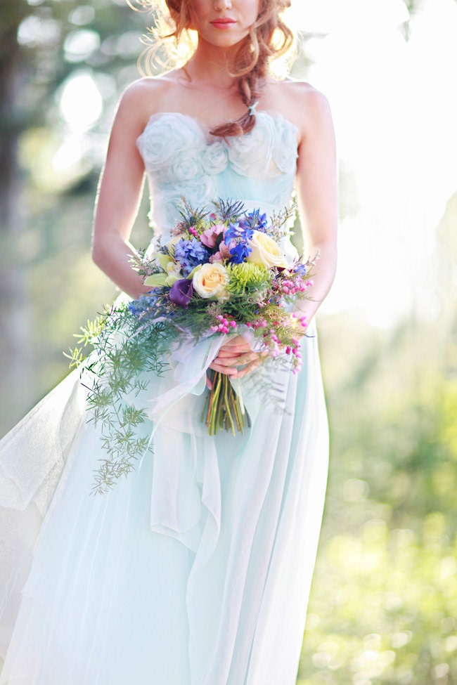 Tangled up in Blue Silk Organza Wedding Gown