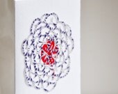Lacy Blossum Collage Mod Gift Card Navy Red