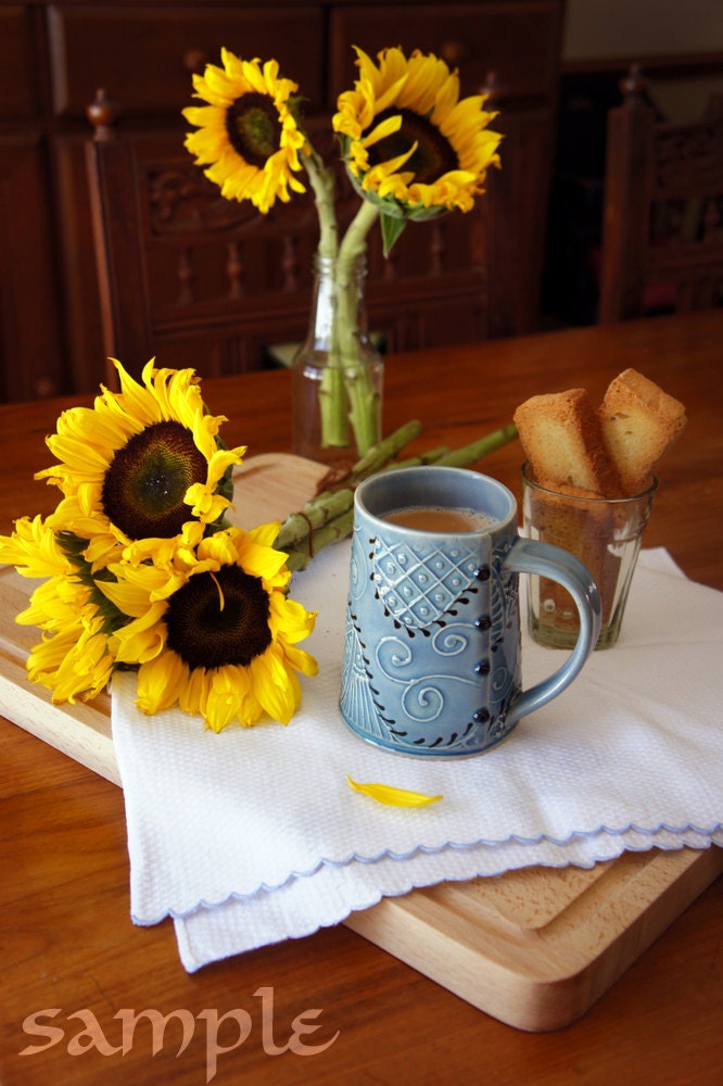 Handmade ceramic cup, Coffee Mug, coffee cup, tea cup, tea mug, Buttons in Blue by Charan Sachar