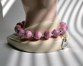 Pink, SMALL PAPER BEAD Stretch Bracelet - custom sizing, shipping included