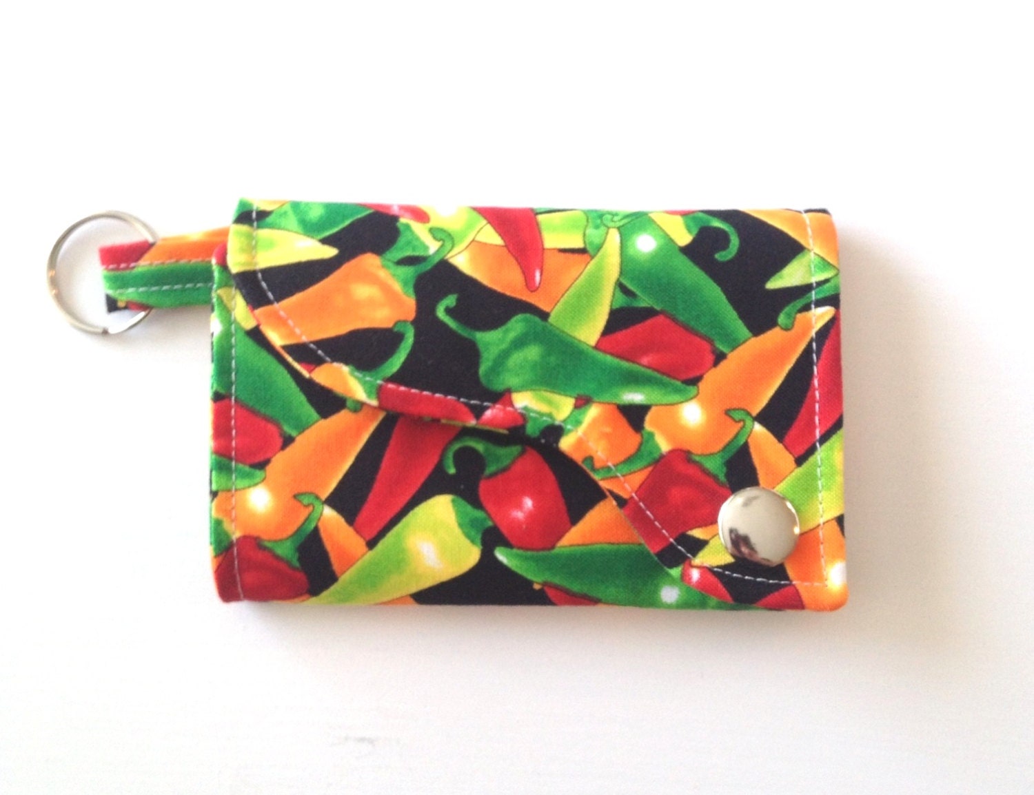 Hot Red Chili Peppers  Tri-fold Credit Card / Business Card / keychain wallet