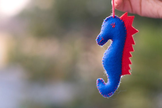 SALE // Sea Horse - red and blue