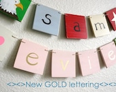 Personalized Wooden Name Banner with 3 Letters, baby and kids art, alphabet, nursery decorations custom name plaque