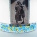 Photo Holder Fused Glass Blues and Yellow