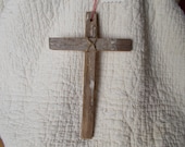 Rustic Vintage Upcycled  Wood Cross Wall Hanging - 8 inches - 70 Year Old  WOOD