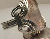 Handmade Solid Sterling Silver Wire Wrap Checkerboard Cut Rose Quartz Ring