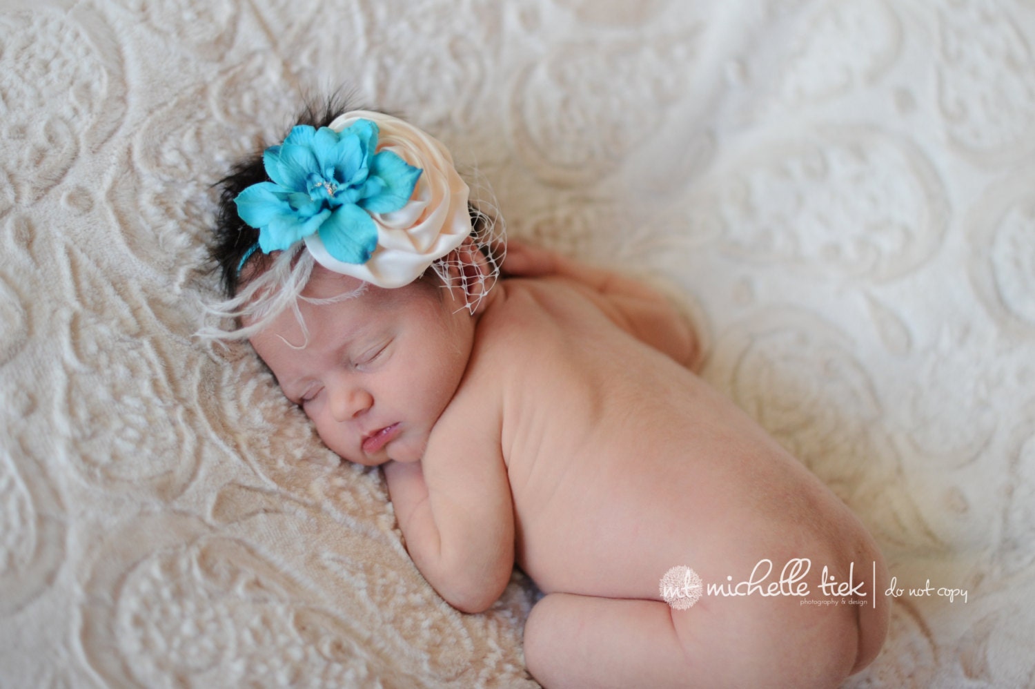 Baby girls headbands-newborn headbands-skinny headbands-aqua-teal-flower headbands-baby photo prop