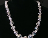 Vintage Aurora Borealis Crystal Bead Necklace
