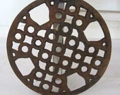Antique Small Size Decorative Open Work Round Iron Grate with Old Finish, Architectural, Wall Decor