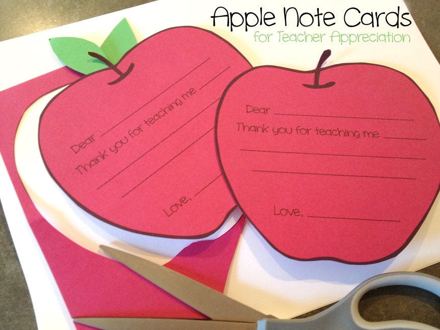 Apple Note Cards for Teacher Appreciation