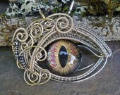 Gothic Steampunk Evil Cat Eye Pendant by Twisted Sister Arts