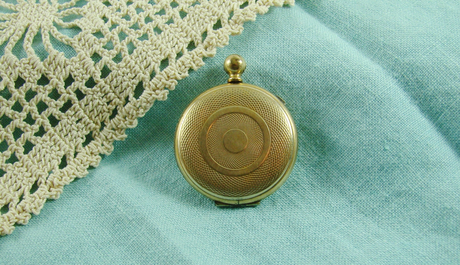 Antique Pocket Watch Style Daguerreotype Engine Turned Locket