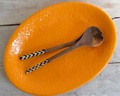 Tangerine Serving Platter  - large oval platter - stoneware - Wobbly Plates Series