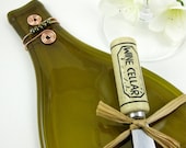 Recycled Glass Wine Bottle Serving Tray - Olive Green and Eco Friendly