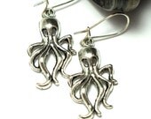 Octopus Steampunk Earrings Squid Kraken Silver Ear Wires By Mystic Pieces