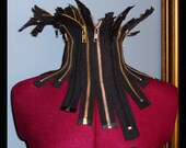 Trashglam ONE of a kind black metal zippers Neck corset choker high COLLAR