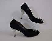Cocktails Anyone Vintage 50's Embellished Lucite Heels Shoes