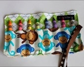 NEW-Mini Me Monkey Crayon Roll-8 Crayola Crayons Included-Makes Great Gift or Party Favor