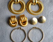 Lot of Four Pair Vintage Gold Tone Clip On Earrings