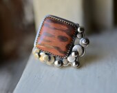 Lady Tiger Ring. Australian Print Stone. Fine and Sterling Silvers. Caviar Bubbles.