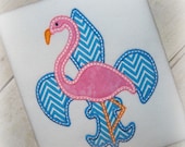 Fleur De Lis Flamingo Summer Embroidery Applique Design