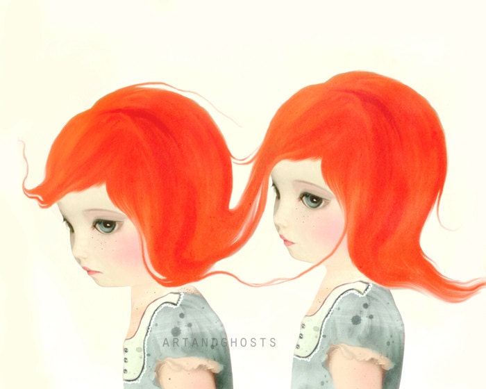 Red Haired Twins - Digital Painting Art Print 10x8