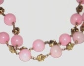 1980s rose pink necklace / 80s floral necklace / Clouded Floral Necklace