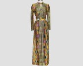 1970s dress / 70s dress / extra small xs / Retro Goddess Maxi Dress