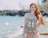 Brigette Strapless Tie Back Dress in Floral Paisley