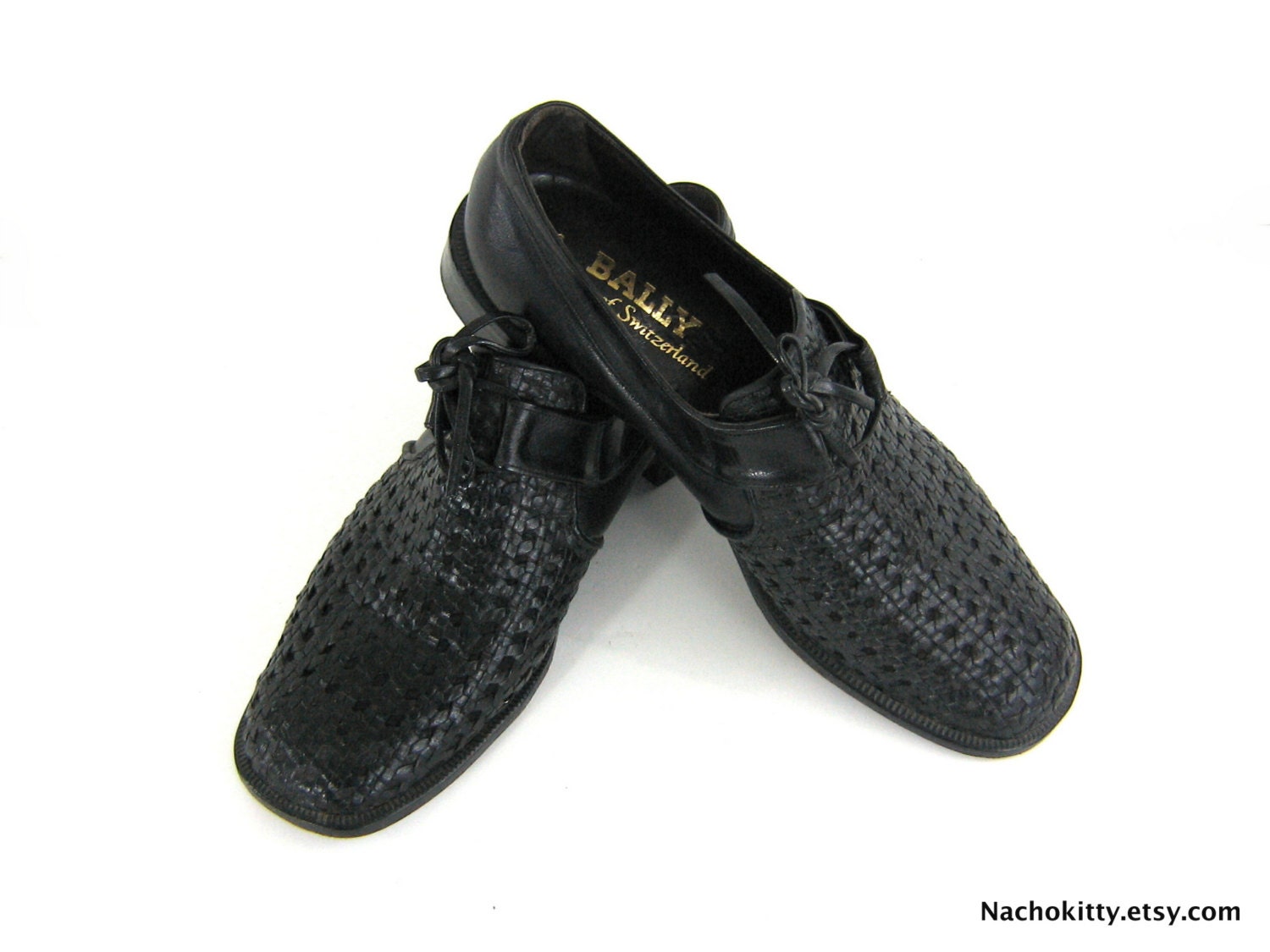 Mens Woven Leather Shoes Bally of Switzerland Circa 1970s