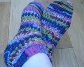 Crochet Ankle Socks in Blue Ladies UK Size 3-4 (ready to ship)
