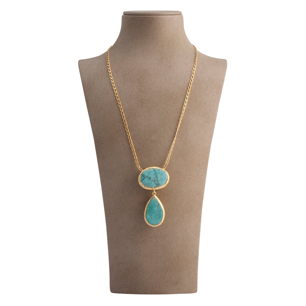Oval and Tear Drop Cut Turquoise Necklace