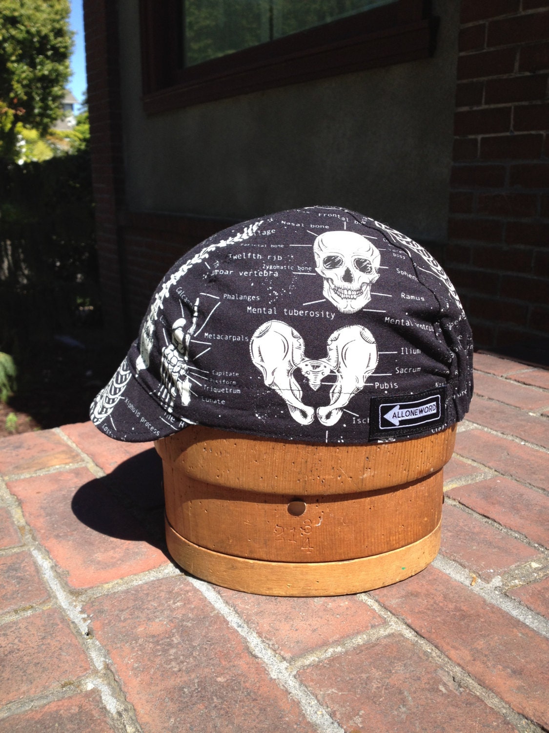 Glow in the dark skeletal diagram handmade cycling cap