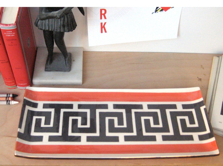 ON SALE Cocktail Tray in Jill's Key Charcoal/Rouge