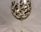 painted gold leopard and zebra wine glasses - custom colors available - perfect for bridesmaid or bridal shower or birthday