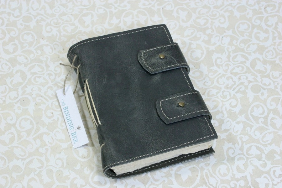 Binding Bee Leather Journal.  Old school, in gray.